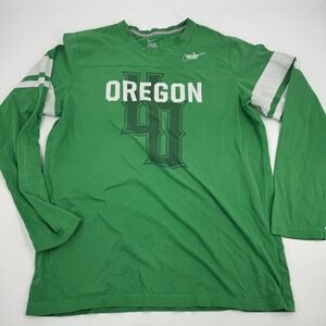 Nike Oregon Ducks Long Sleeve Shirt Green White Mens XXL Football 25378X-OD5‎